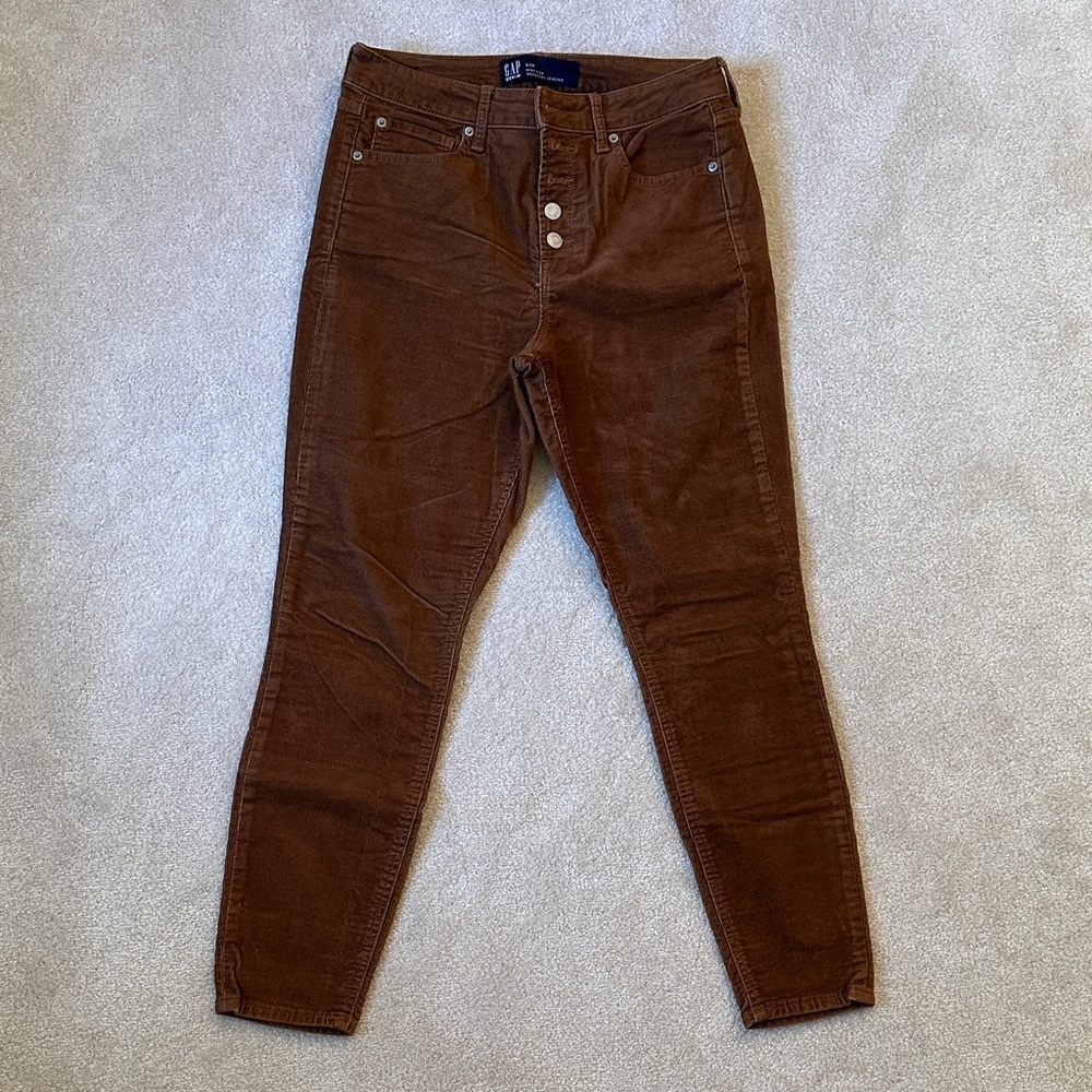 GAP Brown High-Rise Corduroy Leggings